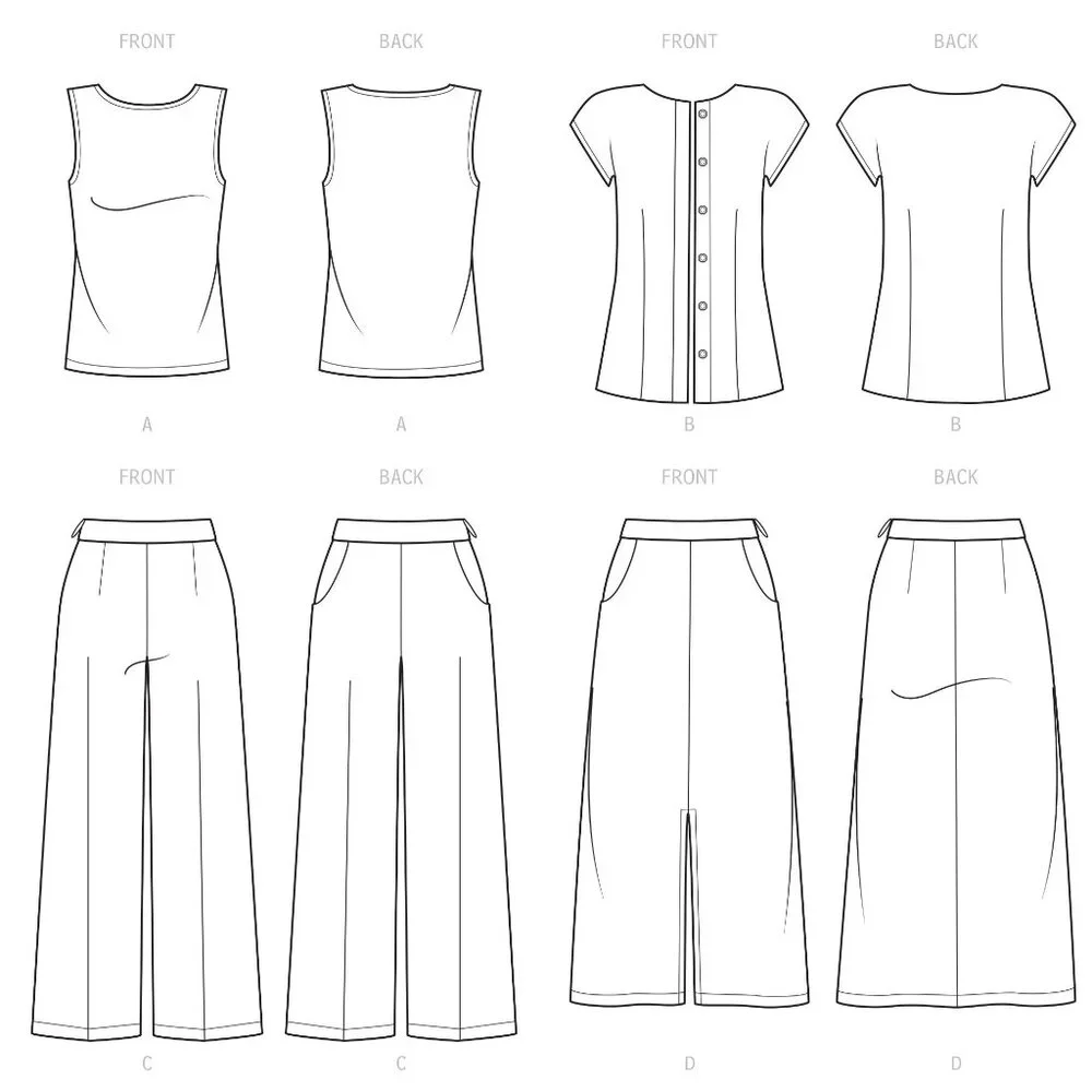 Simplicity S9479 R11325 Sewing Pattern Top Pants Skirt Sportswear‎ Size 16-24